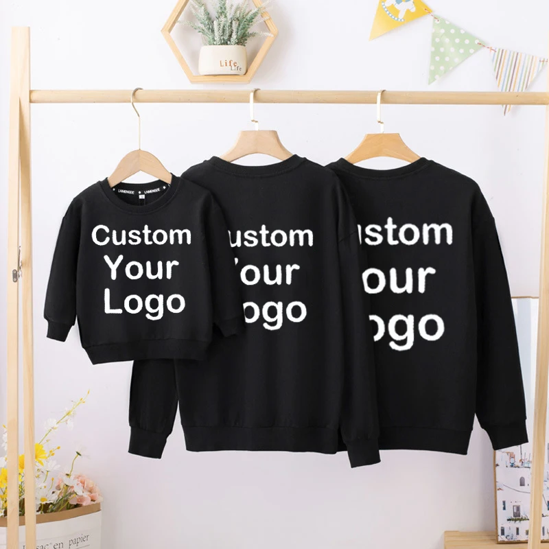 Autumn Winter Parent-child Clothing Sweatshirt Print Pullover for Man and Women Child Round Collar Shirts