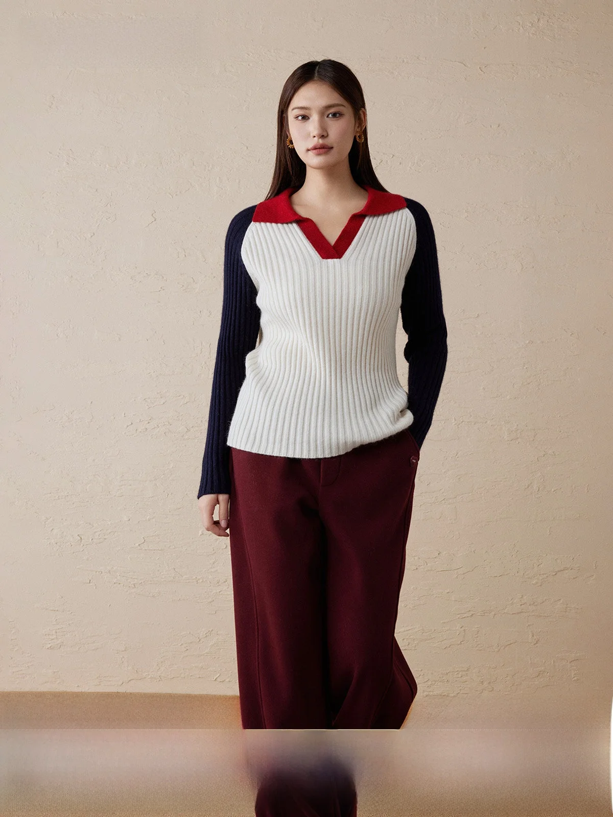 

Женская зимняя модная кофта Plusmall из смесовой шерсти и кроличьего меха, вязаная, с V-образным вырезом и вставками, длинные рукава