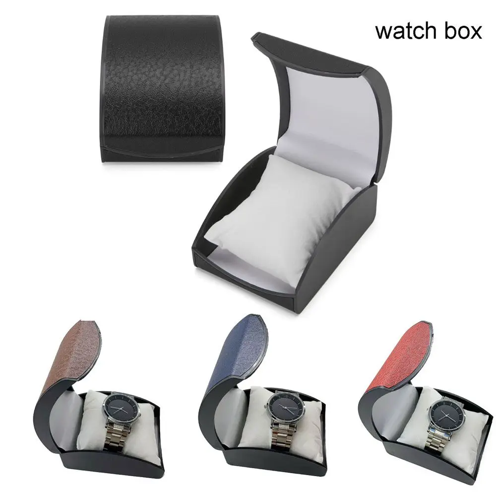 High Quality Gift For Women Men Plastic Holder Litchi pattern Storage Jewelry Box Wristwatch Box Watch Case Bracelet Display