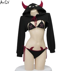 AniLV Anime Game Demon Kingdom Devil Little Elf Clothes Halloween Uniform Hooded Horn Cloak Outfits Cosplay Costume