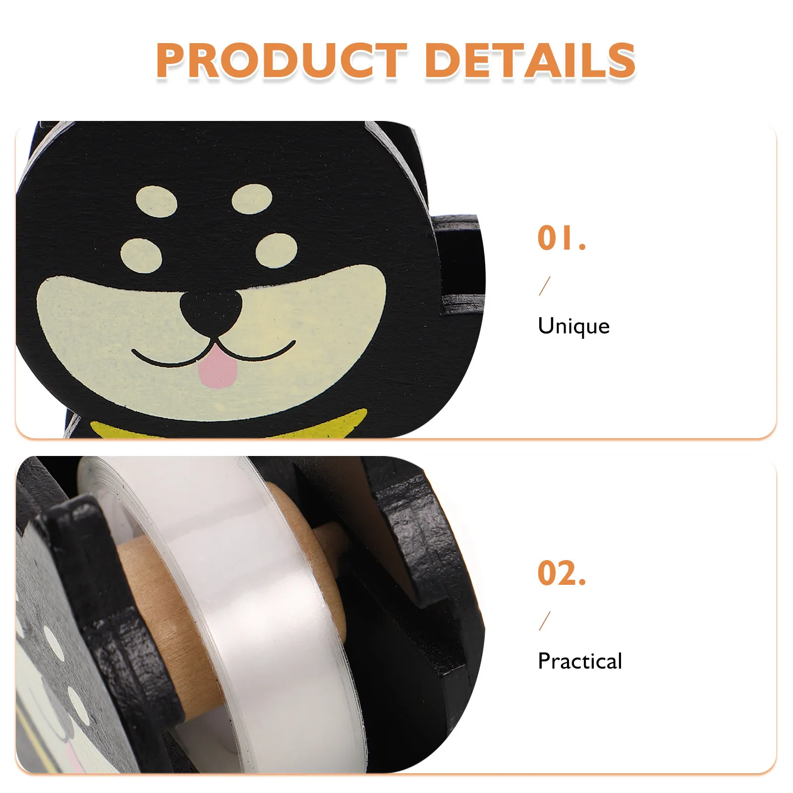 1Set Wooden Dog Tape Dispenser High Precision Masking Washi Tape Cutter Non Slip Desktop Craft Office School Decorative - view 3