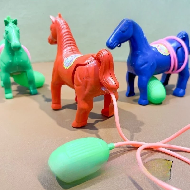 Kids Pull String Horse Toy Classic Vintage Walking Animal Model Colorful Plastic Interactive Toddler Educational Birthday Party