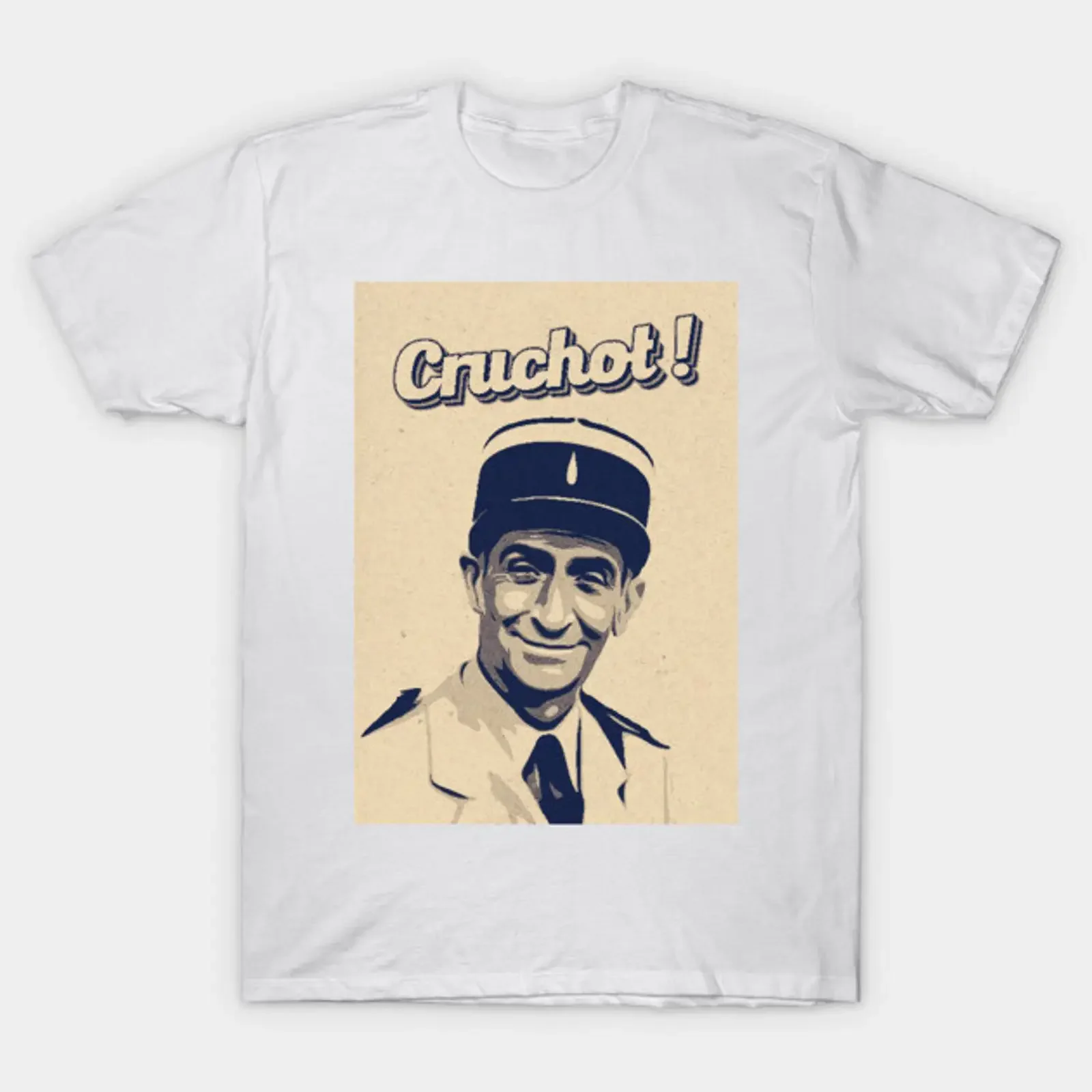 Camiseta Cruchot De Funes Gendarme de Saint Tropez, estilo vintage, lavado a la moda, streetwear versátil, ropa ligeramente de diseñador