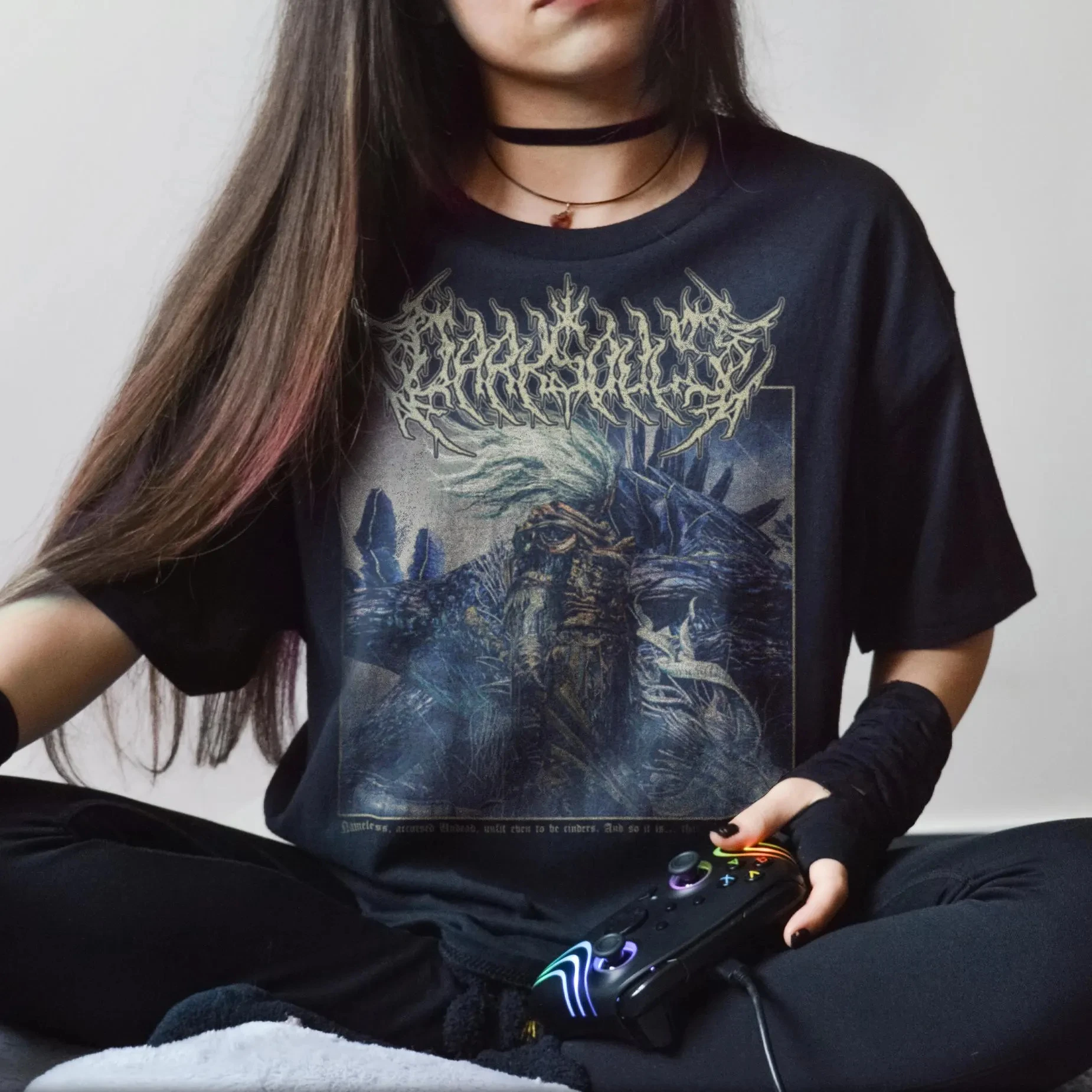 Unisex Dark Souls Nameless King T‑Shirt Vintage Metal Game Character Print Short Sleeve Tee Casual Streetwear Gamer Fans Gift