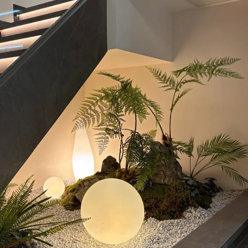 Simulated fern ornament combination under the stairs fake green plant landscape entrance courtyard decoration