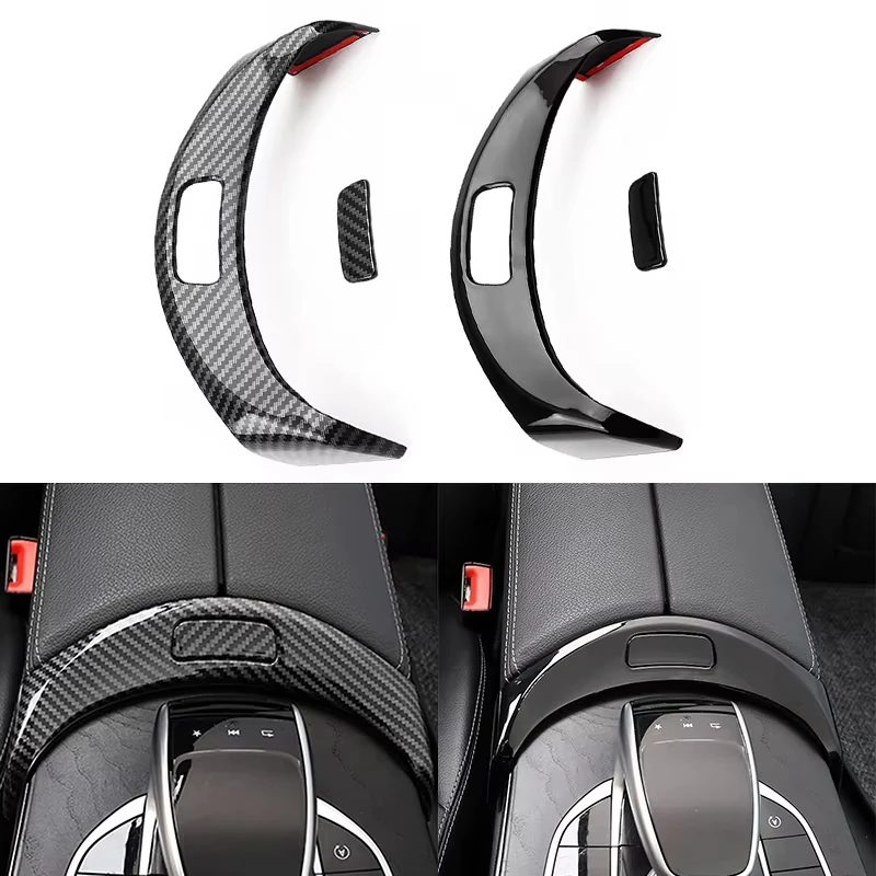 Car Center Console Armrest Storage Box Button Cover Trim For Mercedes Benz C GLC Class W205 X253 2015 2016 2017 2018 2019 2020