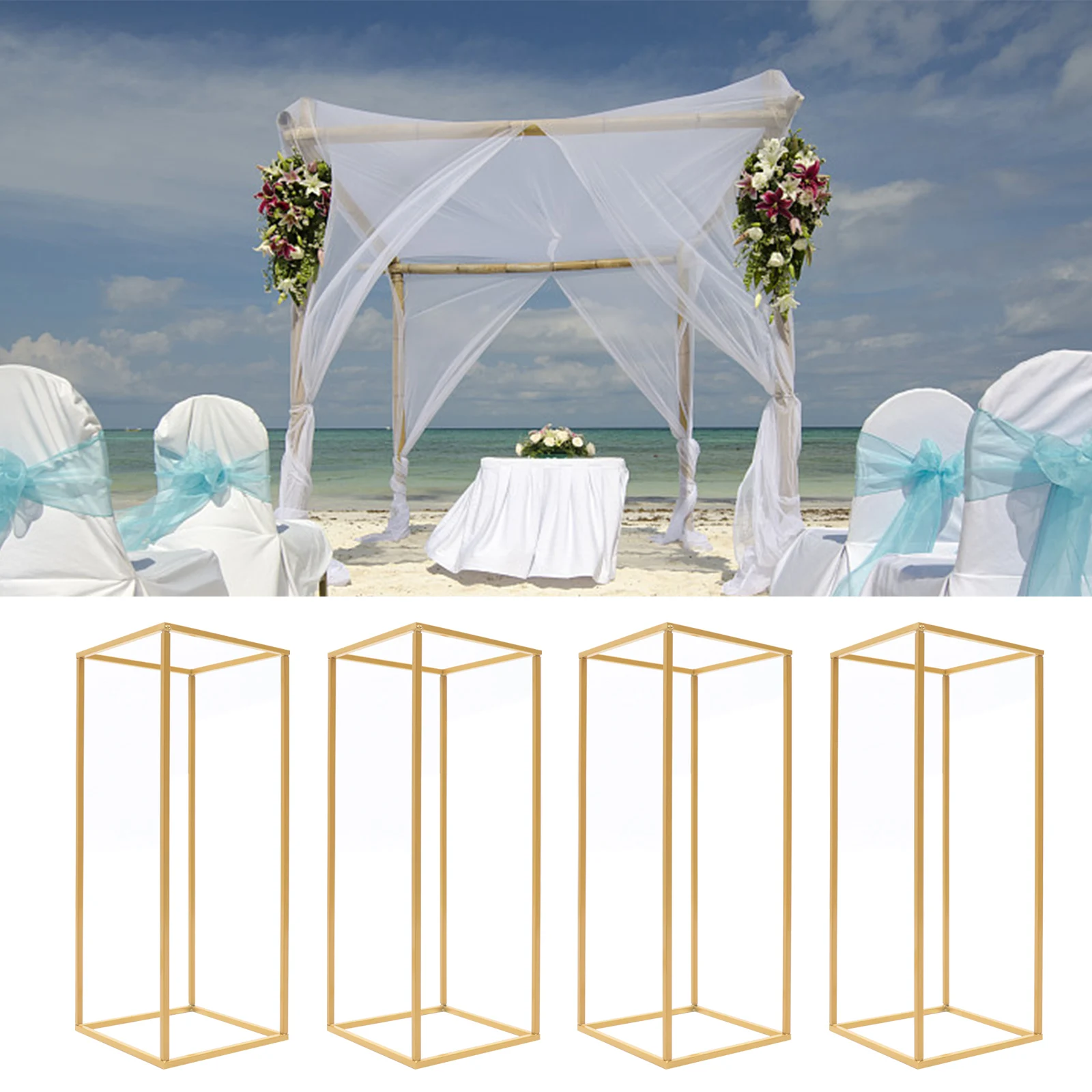 4Pcs Height 60CM Flower Floor Stand Metal Column Flower Stand Flower Arrangement for Wedding Party Dinner Centerpiece