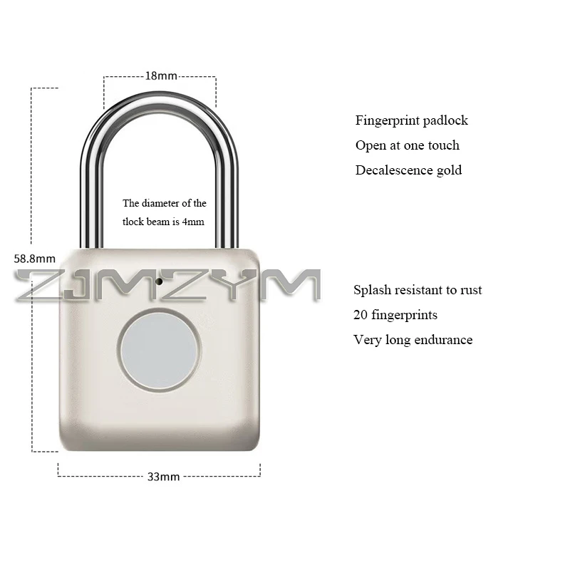 Imagem -03 - Portátil Smart Fingerprint Lock Fechaduras de Segurança Eletrônicas Cadeado sem Chave para Bagagem e Bolsa Desbloqueio Usb