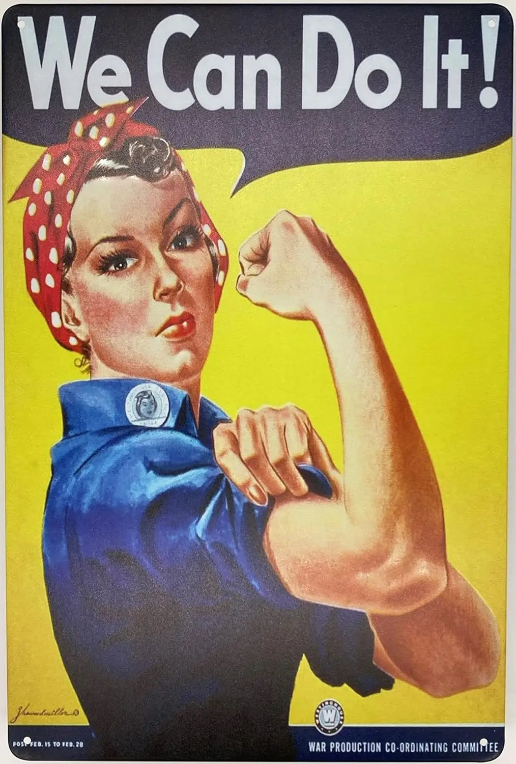 Forever_USA Tin Sign | Metal Wall Sign | WWII Rosie The Riveter We can do it War Advertising 8 x 12 in. | Fun Decorative Si sign