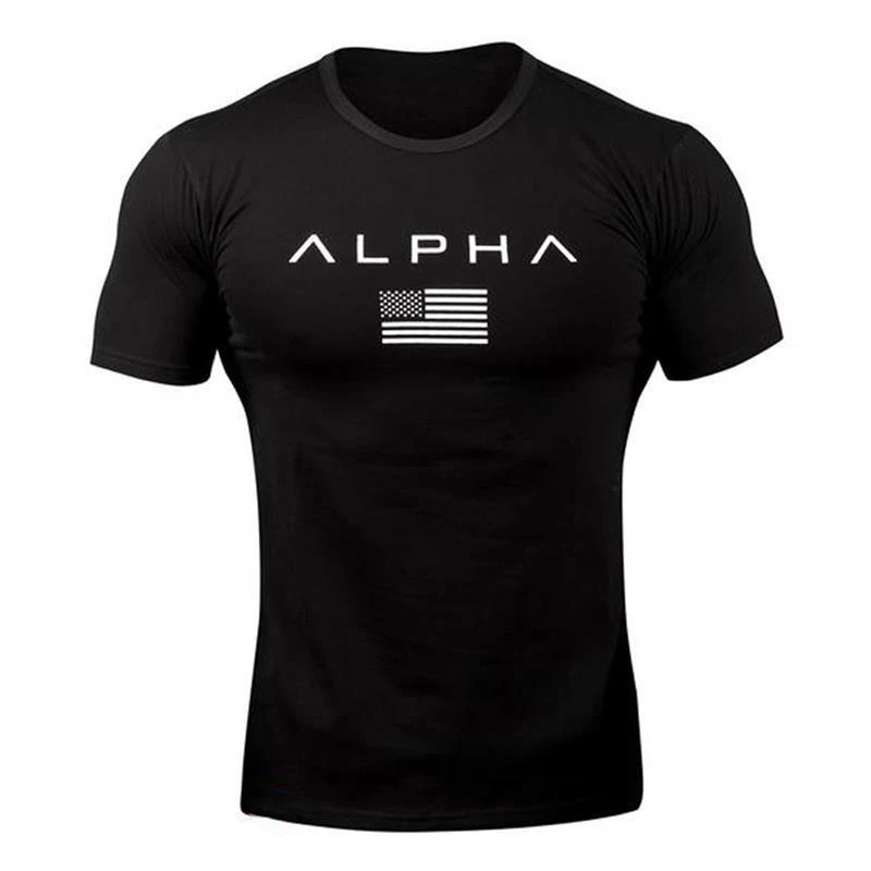 Sports T Shirt ALPHA Fitness T Shirts Casual Gym Running Quick Dry Training Tops Adult Kids Clothing 100%Cotton Sweatshirt Tees