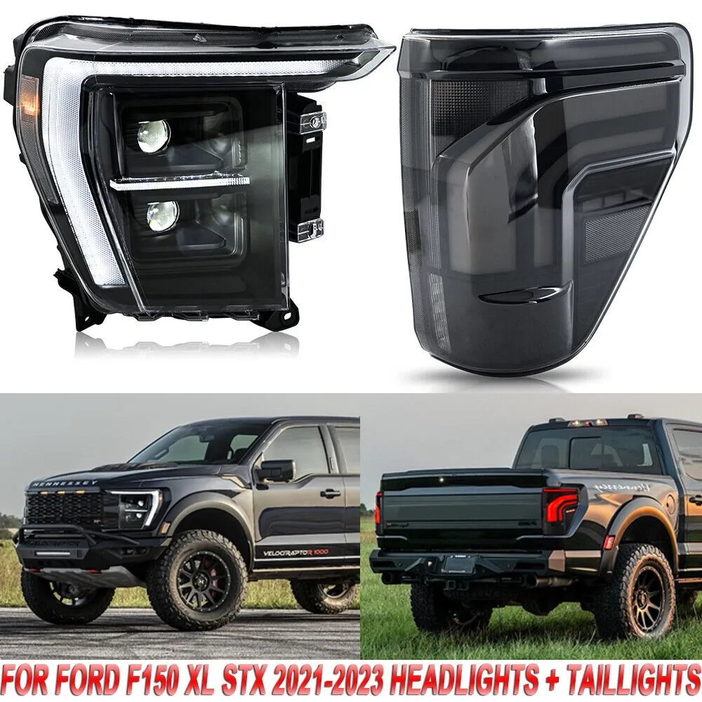 

1 комплект светодиодных фар + задние фонари, подходящие для Ford F150 XL STX 2021-2023, задние фонари, указатели поворота, передние фары