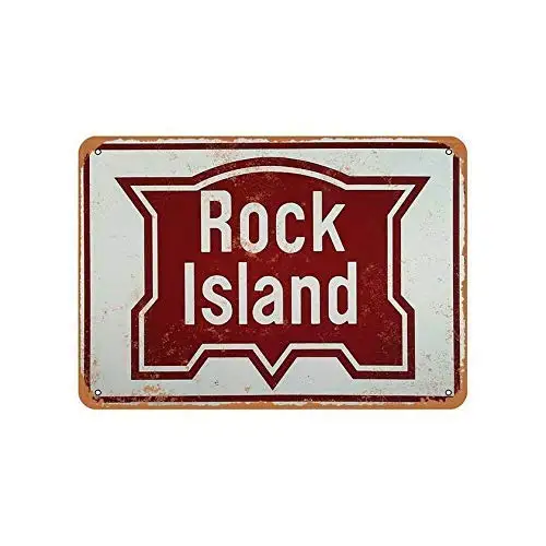 1pcs,Lplpol Rock Island Railroad Vintage Signs Metal Tin Sign Wall Decor Man Cave Bar