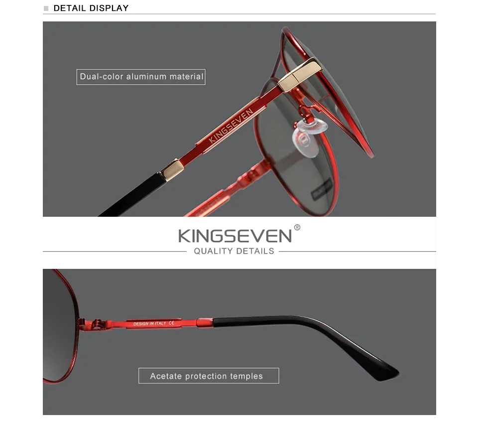 KINGSEVEN Mode Pilot Sonnenbrille Männer Polarisierte Fahren Pilot Anti-reflexion Gläser UV400 Objektiv Männlich Weiblich Kausalen Brillen – Detail 2