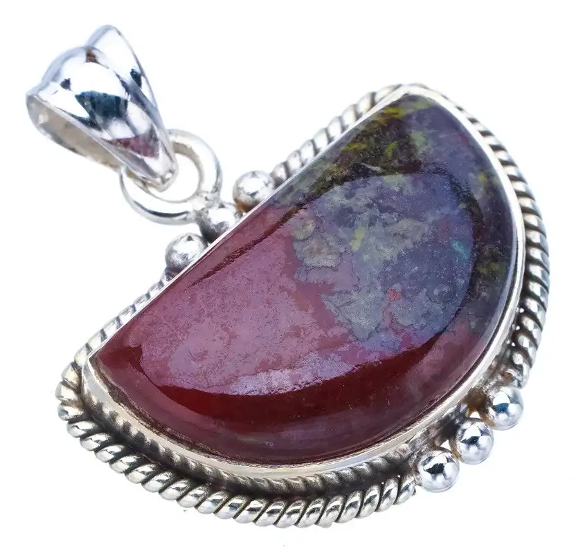 

StarGems Blood Stone Handmade 925 Sterling Silver Pendant 1.25" F4768