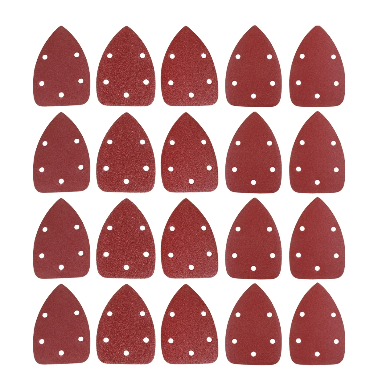 

25pcs Triangle Sand Paper Triangular Sandpaper with Holes Red Flocking Polishing Sturdy Alumina Material for Auto