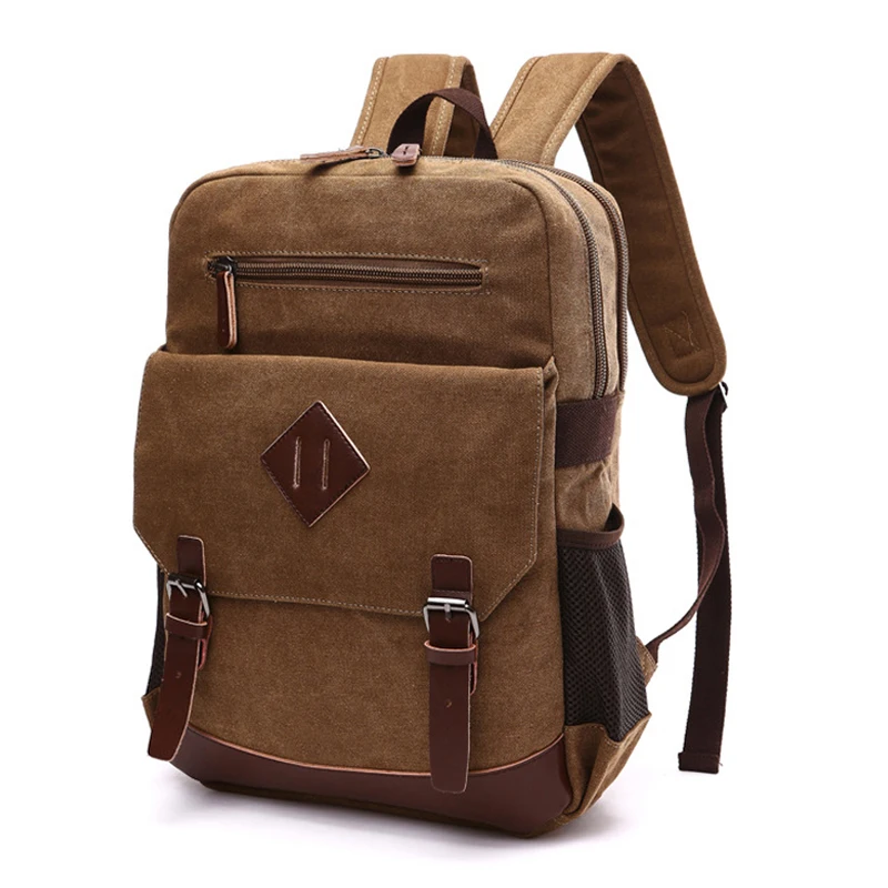 Mens Large Vintage Canvas Backpack Canvas Bookpack Fits Most 15.6 Inches Laptop School Laptop Bag Hiking Travel Rucksack
