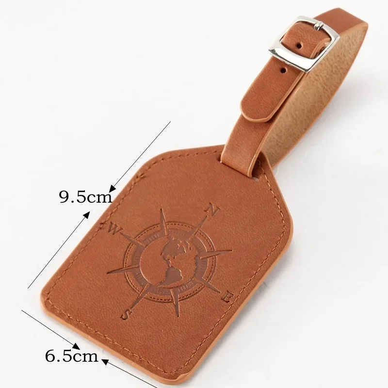 1PC Portable PU Leather Luggage Tag Suitcase Identifier Label Baggage Board Bag Tag Name ID Address Holder Travel Passport Card