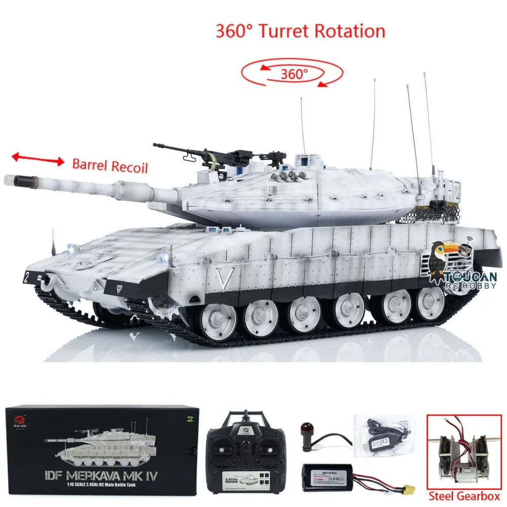 Czołg RC Heng Long 3958 1/16 IDF Merkava MK IV Metalowa skrzynia biegów Czołgi Samochody Zabawki Sterowane Radiowo Model Panzer Prezenty TH23439