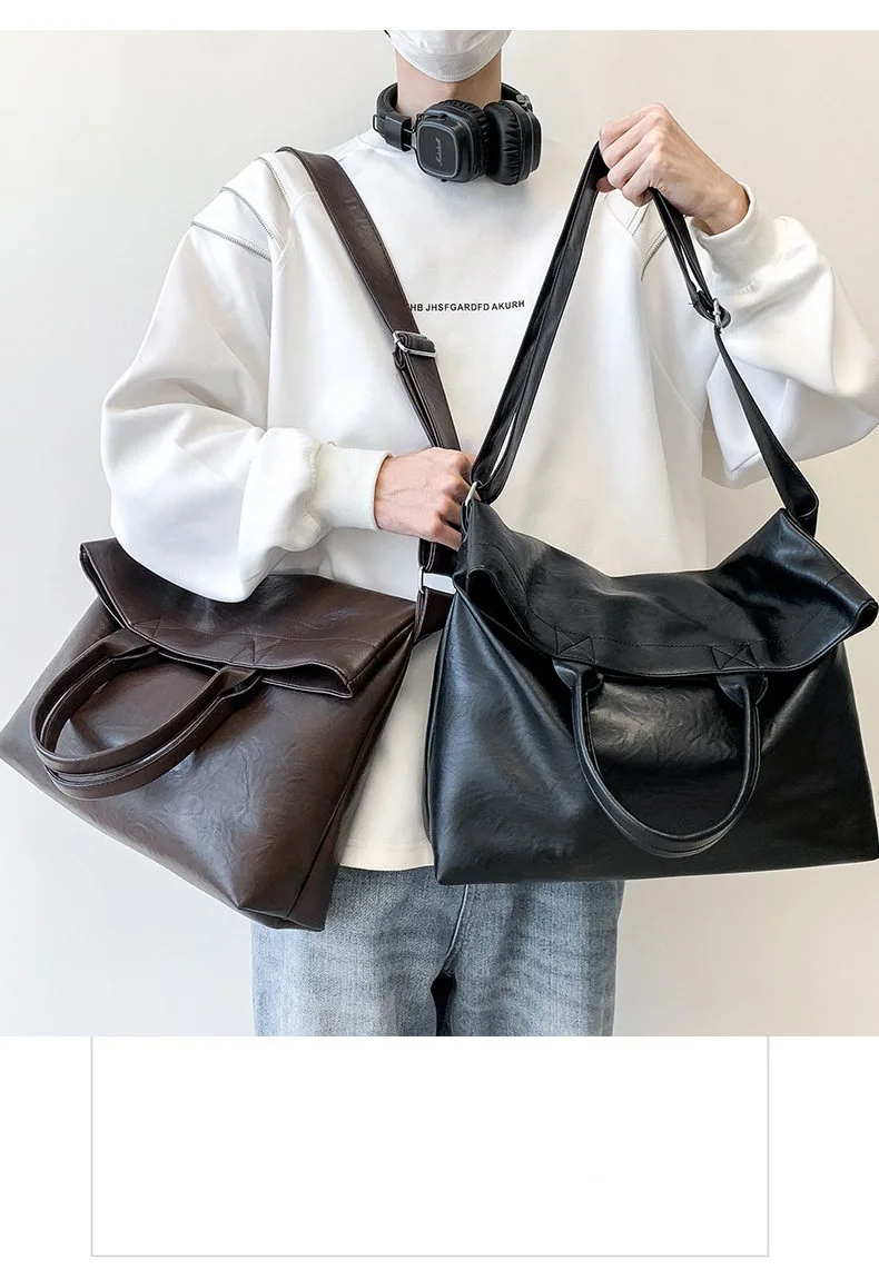 Designer Style Men's Commuting File Bag Hand-Held Briefcase Multifunctional Large Capacity Versatile Tote Bag Crossbody Bag