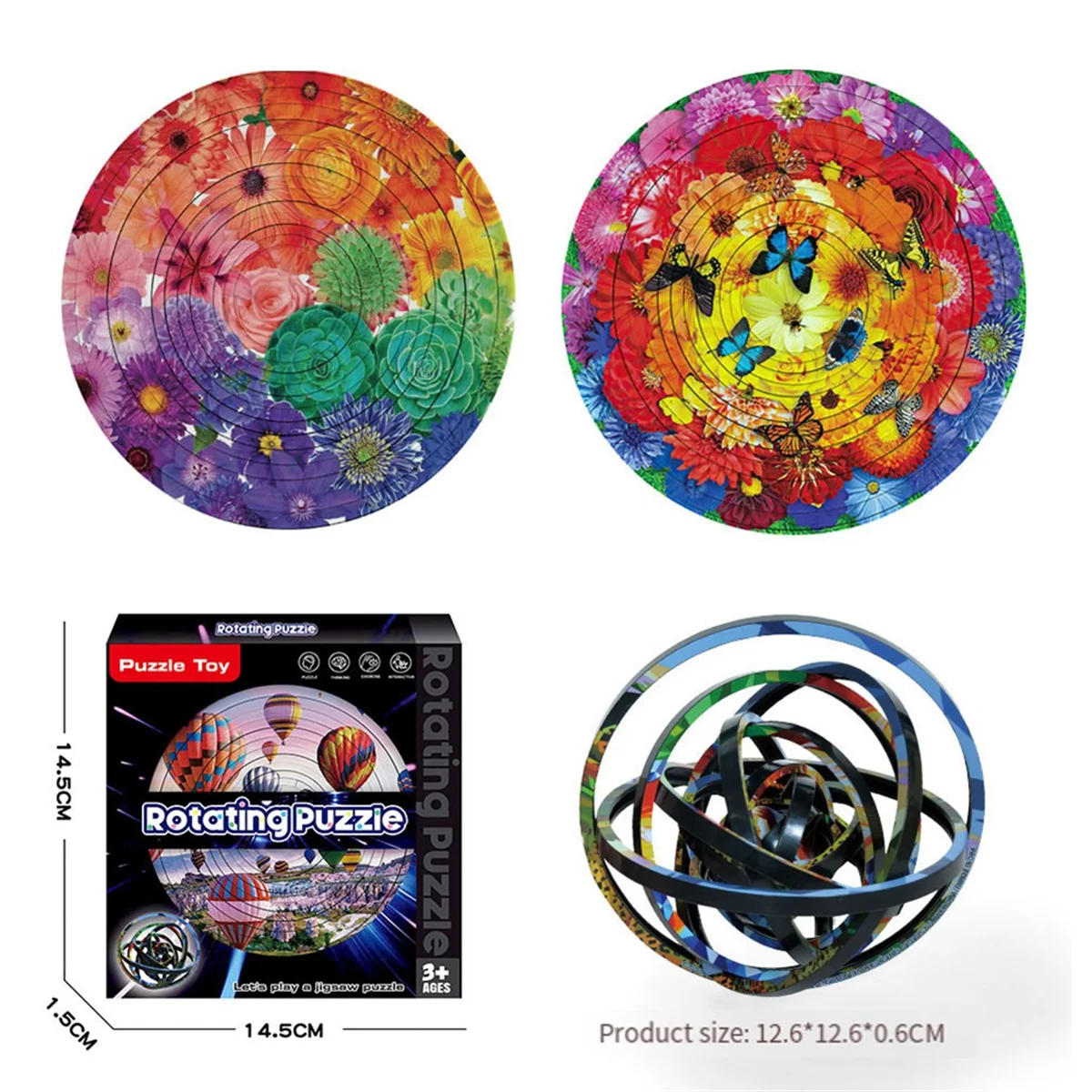 360 Degree Dimensional Rotation Double-Sided Circular Puzzle Toy Rotating Puzzle for Children's Christmas Gifts