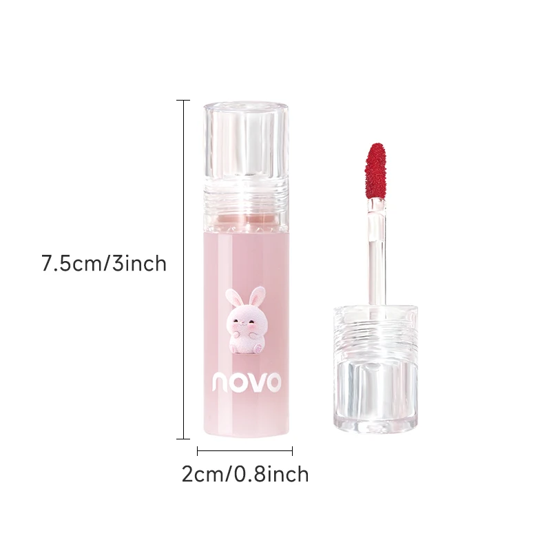 Brilho labial de gelatina de coelho fofo, esmalte labial brilhante hidratante, com batom nutritivo de óleo de semente de girassol, copo antiaderente de longa duração