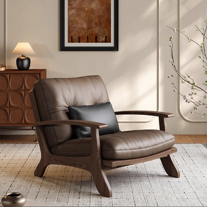 

Leather Individual Living Room Chairs Office Sofa Arm Wooden Living Room Chairs Reading Garden Comfortable Sillon Home Furniture