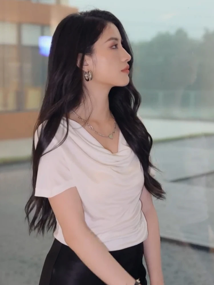 カジュアル 夏 半袖 Tシャツ レディース オーバーヘッドデザイン センセーション ファッショナブル 個性 ストレートカット 大きいサイズ インナーウェア