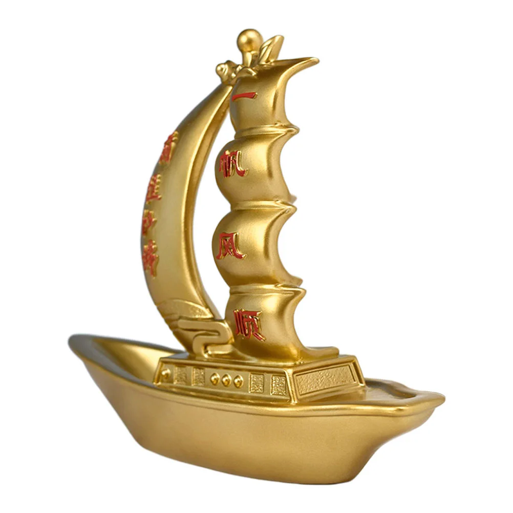 

1Pcs Creative Resin Sailboat Ornament Golden Desktop Office Home Decoration Housewarming Gift Creative Resin Sailboat