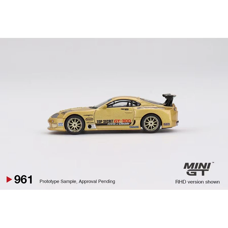 예약 구매 MINIGT 961 Toyota Supra A80 탑 시크릿 GT300 탑 시크릿 골드 다이캐스트 모델 컬렉션 장난감, 1:64