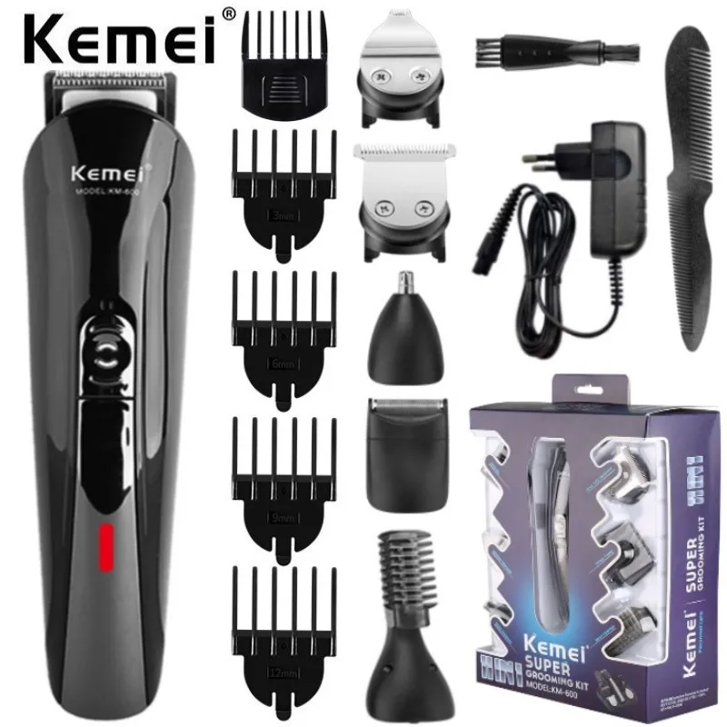 

Kemei KM-600 Electric Hair Clipper Beard Trimmer Razor Shaver Men Shaving Machine Hair Cutting Nose Trimmer 11 in 1 Styling Tool