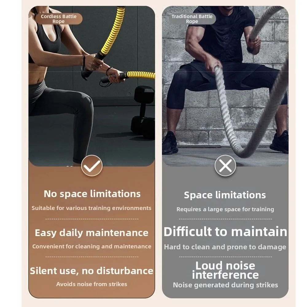 2 Pcs Adjustable Resistance Cordless Battle Rope Non-Slip Handle Adjustable Counterweight Strength Training Bar Ergonomic Grip