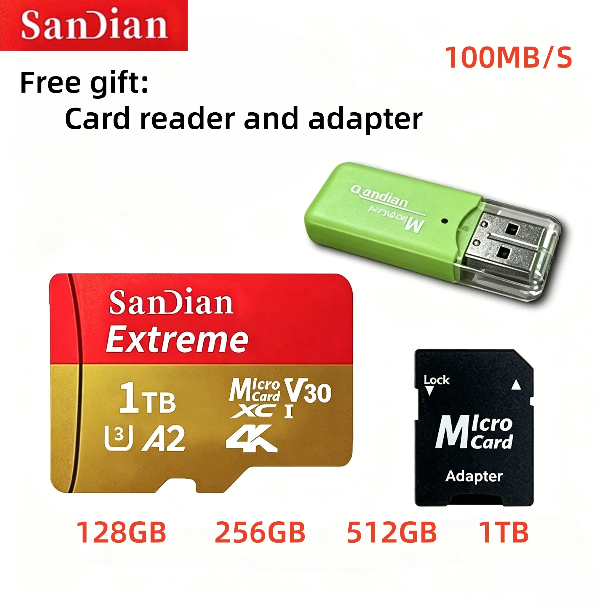 

Original 128GB 256GB 512GB 1TB Memory Card 100MB/s High Speed Micro SD Card with Reader Adapter for Phone Camera Drone PC 2026