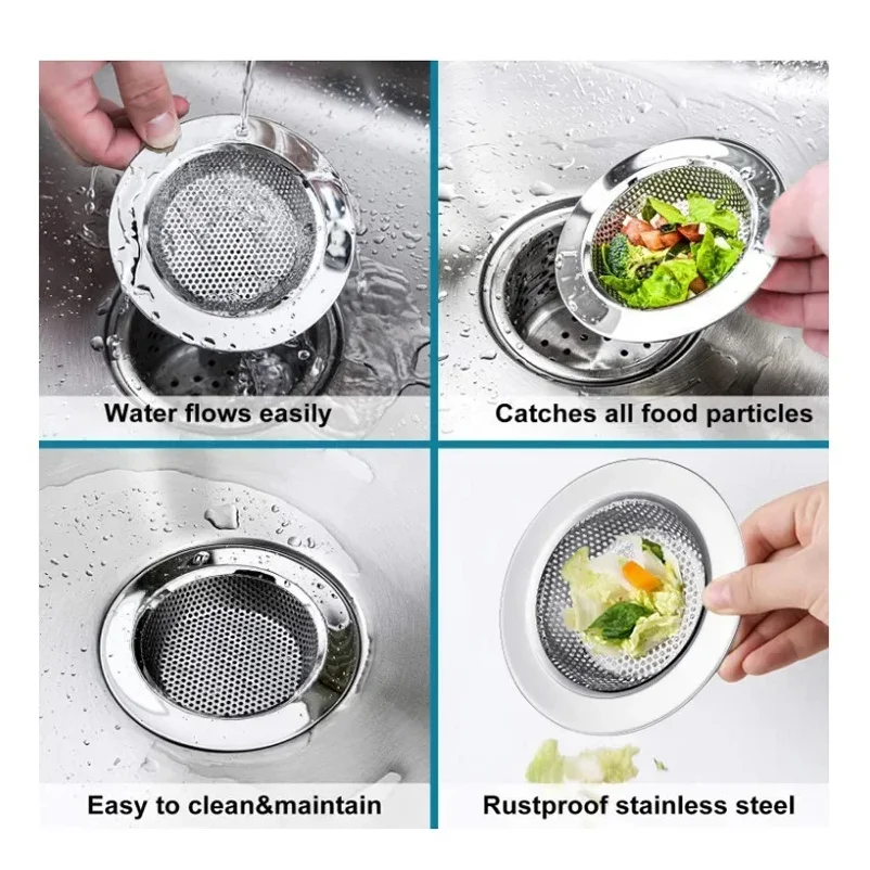 1 pçs filtro de pia da cozinha malha de aço inoxidável dreno rolha esgoto malha filtros pia do banheiro dreno buraco filtro armadilha