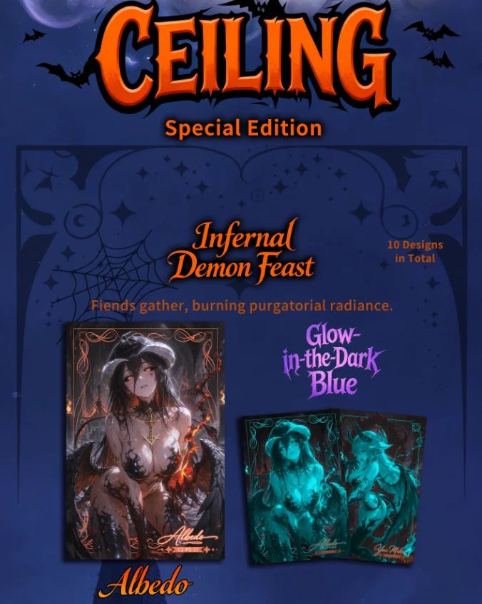 Ceiling Halloween Special Edition Full Case 100 Packs A5 210*140mm Acrylic Waifu Anime Collectible Trading Cards Hobby Gift