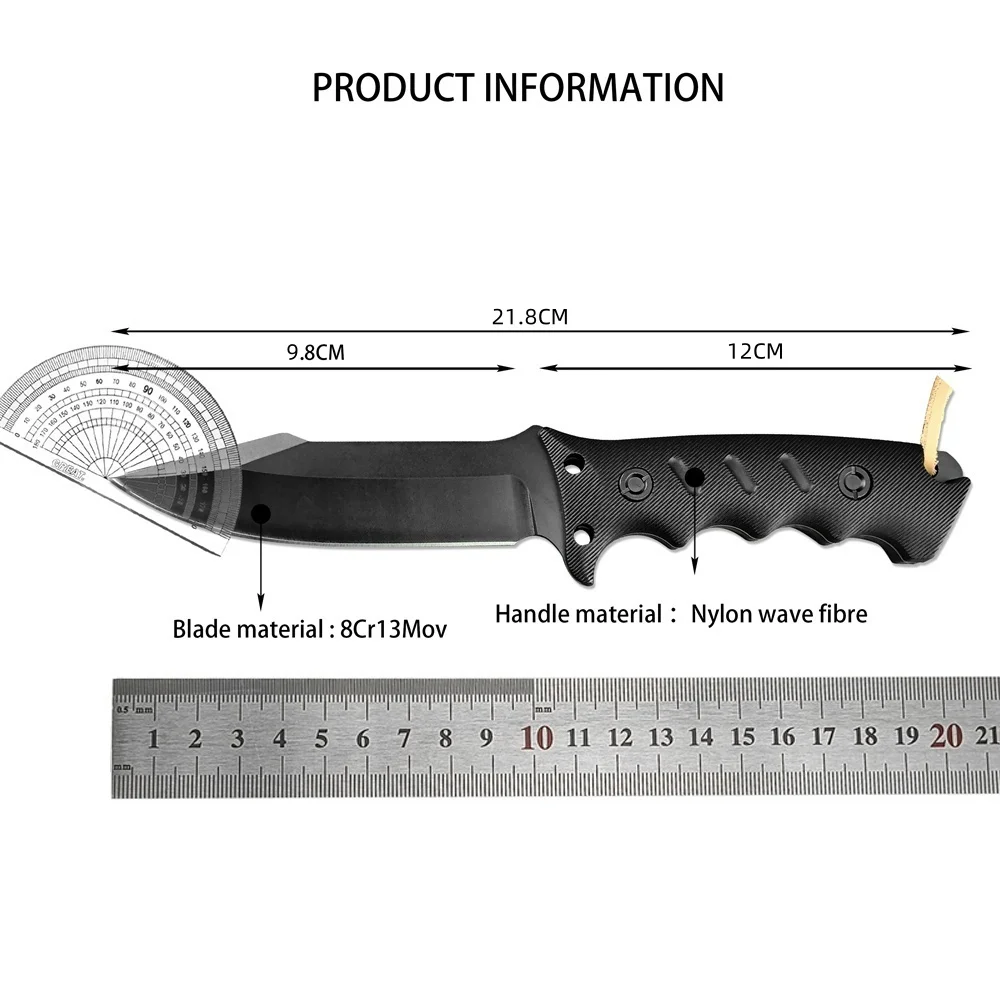 RSA C.R(Backpackers) Combat Fixed Blade Knife D2 Steel Blade Tactical Knife G10/Hemp Handle Jungle Survival Knife EDC Multitool