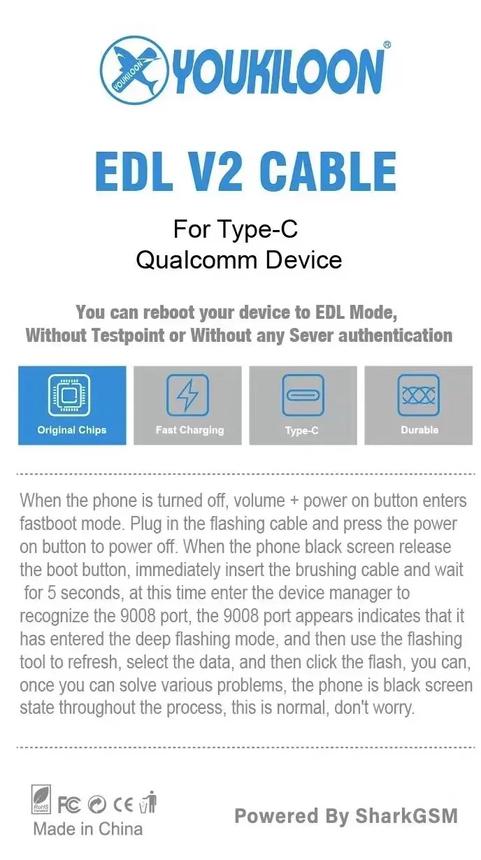 EDL V2 cable for Type c qualcomm device