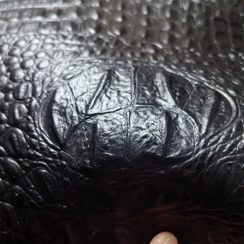 Thickness About 1.0mm Black Alligator Cowhide. First Layer Leather. Real Leather Fabric. Handmade DIY Shoe Bag. Full-Sheet Cutti