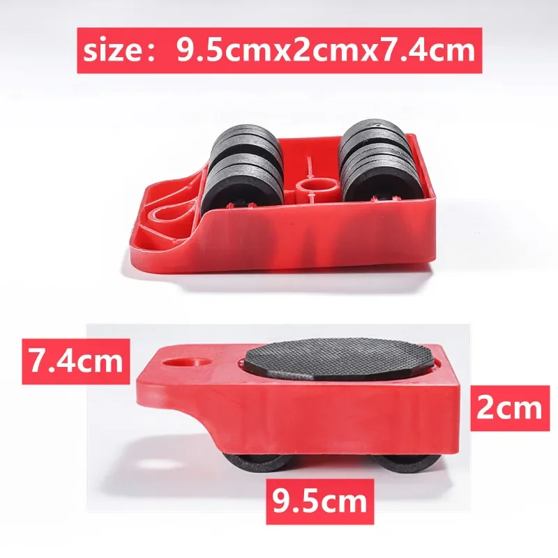 5Pcs/set Heavy Furniture Moving Transport Roller Set New Style Furniture Mover Roller Wheel Bar Removal Lifting Tool Suit