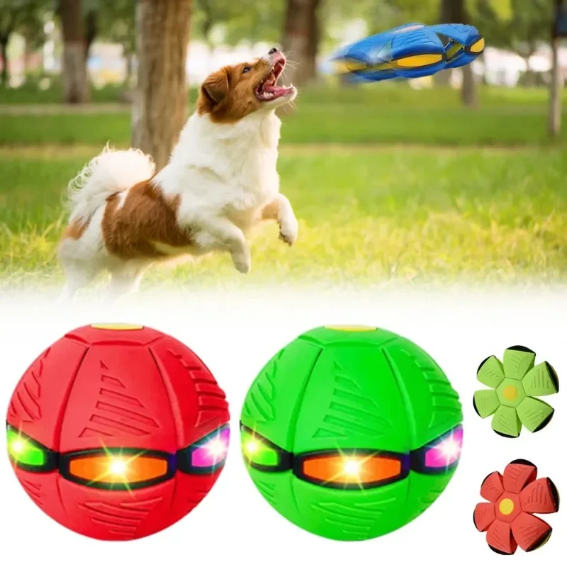 Dog Toys Ball with Lights Interactive Dog Toys Pet Toy Flying Saucer Ball UFO Magic Ball Flying Saucer Ball Dog Toy