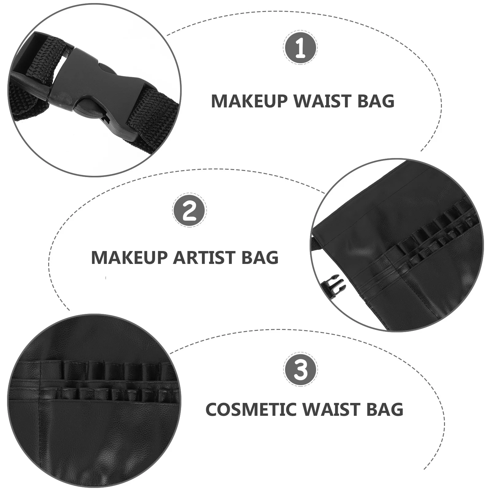 

1pc Makeup Brush Pouch Black Portable Tool Bag Water Resistant Storage Case For Makeup Artist Waist Pack Organizer