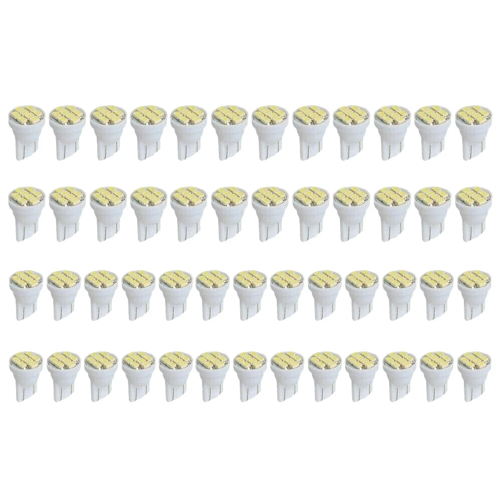 50 PCS T10 8SMD Bright White LED Interior Light Bulbs W5W 194 158 168 2825 6000K