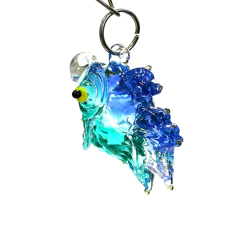 2pcs Mini Ocean Fish Glass Pendant Cute Marine Fish Charms Ornaments for Diy Handmade Craft Supplies Aquarium Decor Accessories