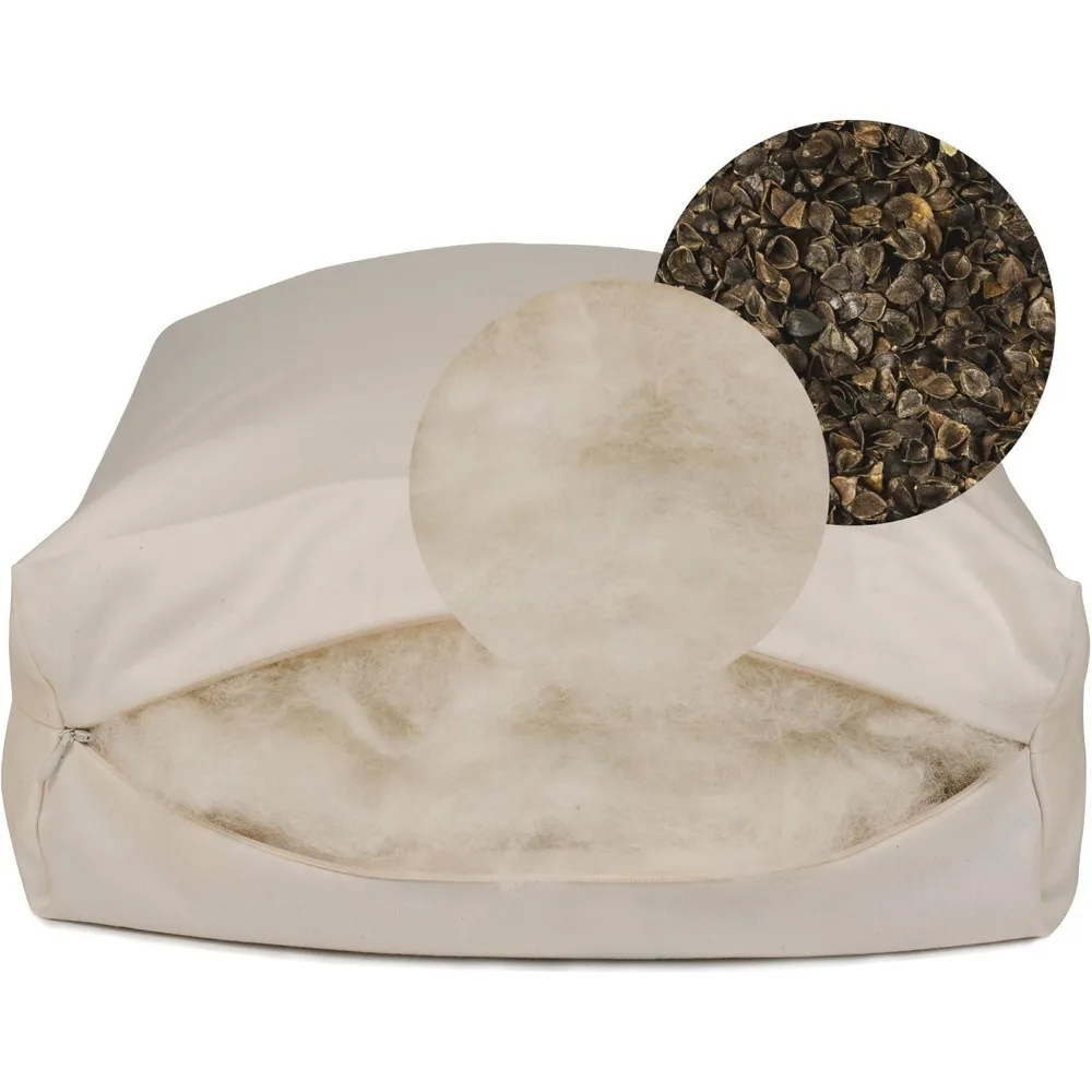 

Rejuvenation Pillow with Organic Buckwheat Hulls and Natural Wool