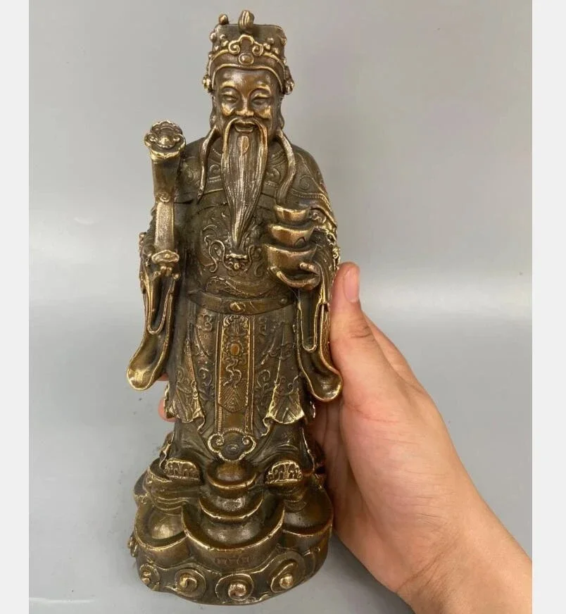 China Archaize Brass God of Wealth Crafts Statue