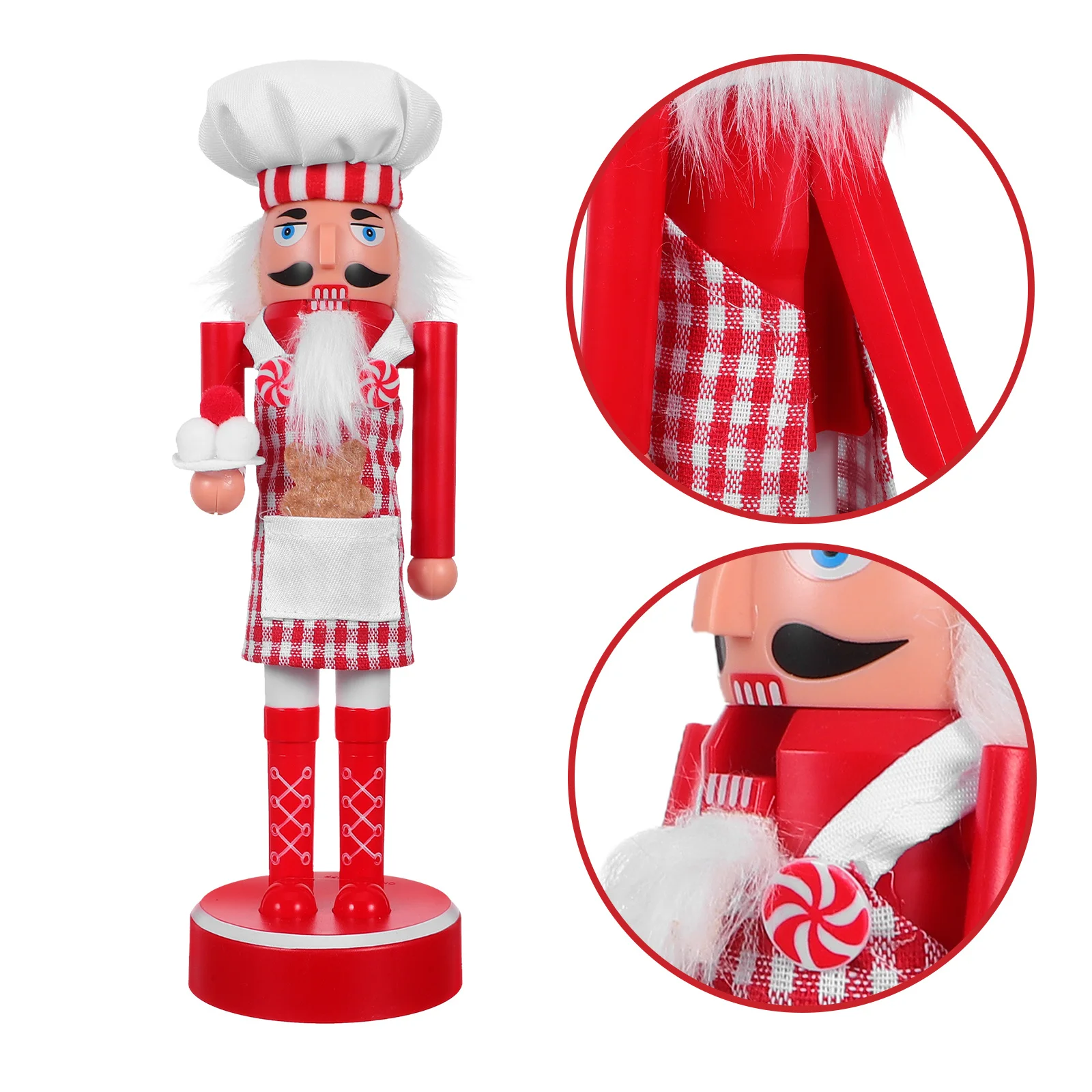 

Christmas Chef Nutcracker Soldier Ornament Lighted Puppet with Red Hat Holiday Table Decor Xmas Mantel Figure 28CM