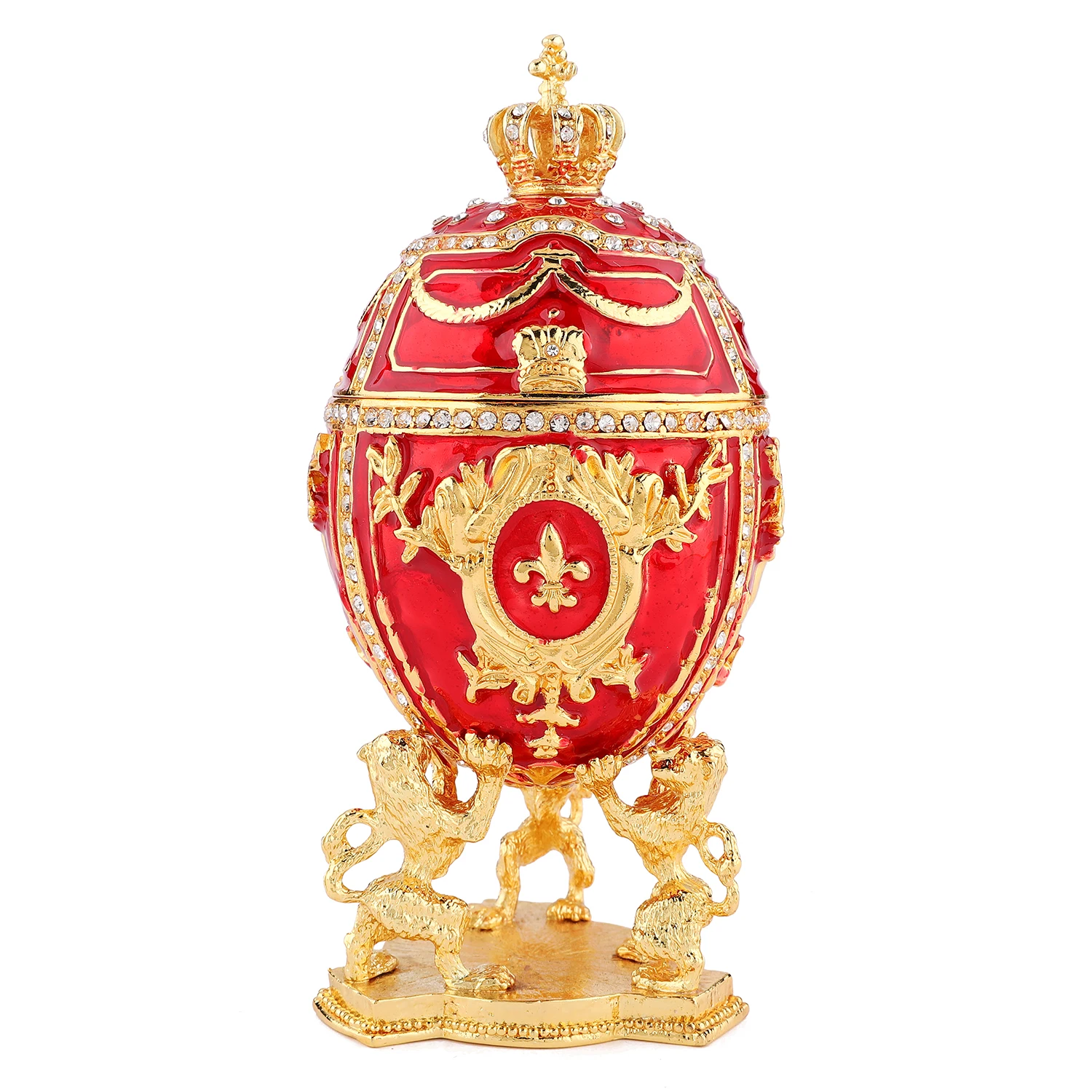 QIFU Large Royal Red Purple White Easter Faberge Egg Style Money Trinket Box Gifts