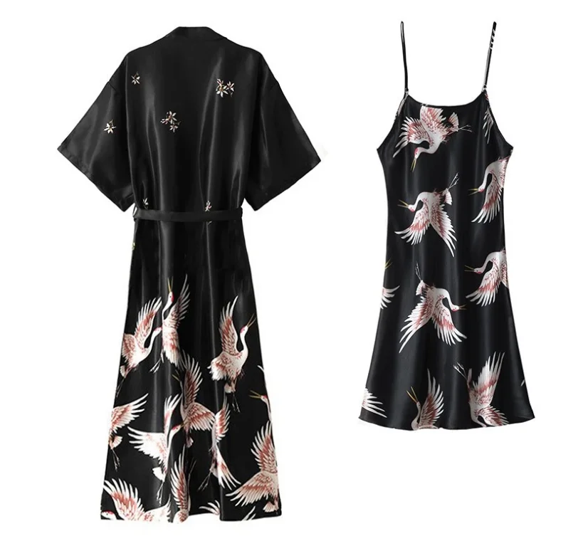 Ensemble de vêtements de nuit sexy pour femmes, pyjama à col en V, vêtements de nuit soyeux, robe trempée, vêtements de nuit pour dames, vêtements