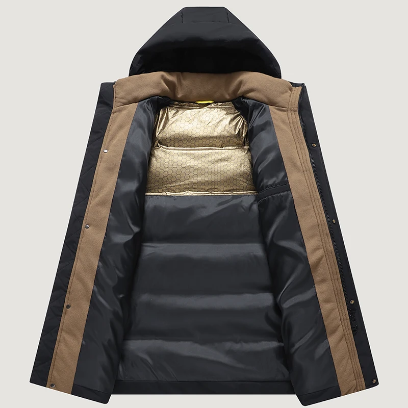 

Men's Loose Cotton-padded Jackets Outdoor Loose Warm Medium Long Black Coat for Teenagers Knee-length Long Cotton-padded Jackets