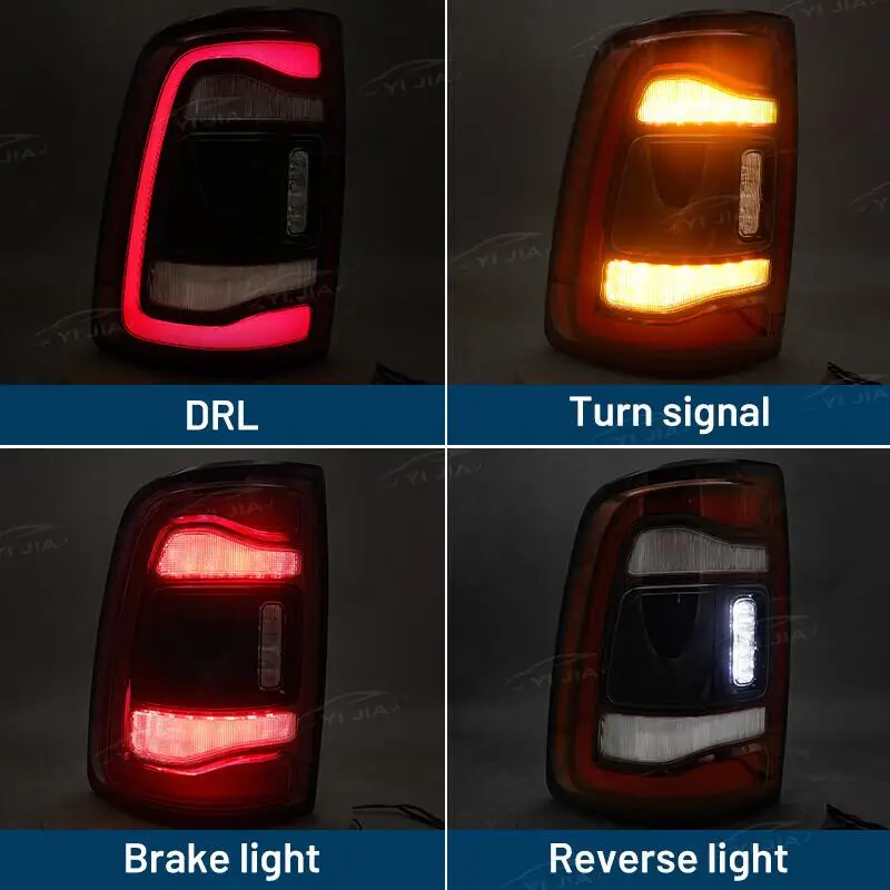 For Dodge RAM 2500 2019-2022 Brake Lights And Turn Signals With Blind Spot Detection High-Quality Dodge Taillights