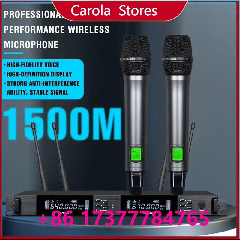 

Dual Channel UHF Wireless Microphone System, All Metal Handheld Mic, Professional Karaoke Stage Wedding Party Speech